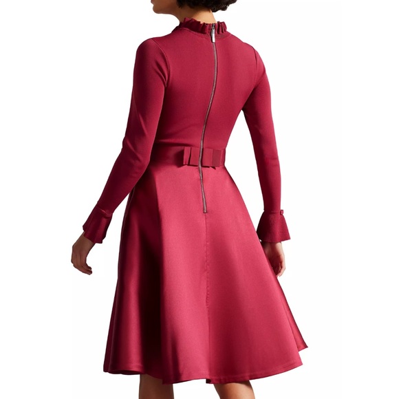 Ted Baker London Zadi Mix Media Long Sleeve Dress fits like 14 - Picture 2 of 6